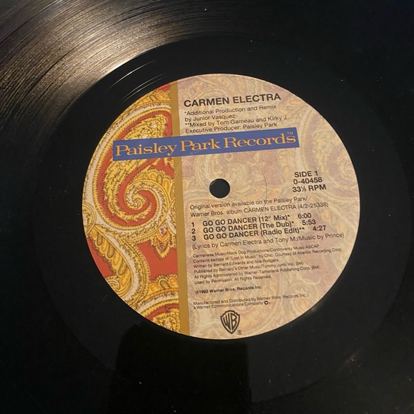 Carmen Electra "Go Go Dancer" 12inch Vinyl Record Paisley Park Records 1992 - Picture 3 of 4